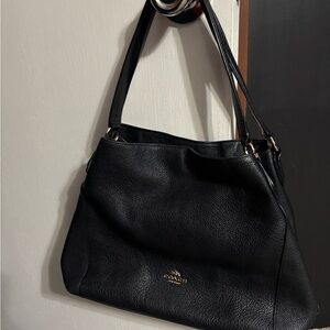 Coach Edie Black Pebbled Leather Shoulder Bag
